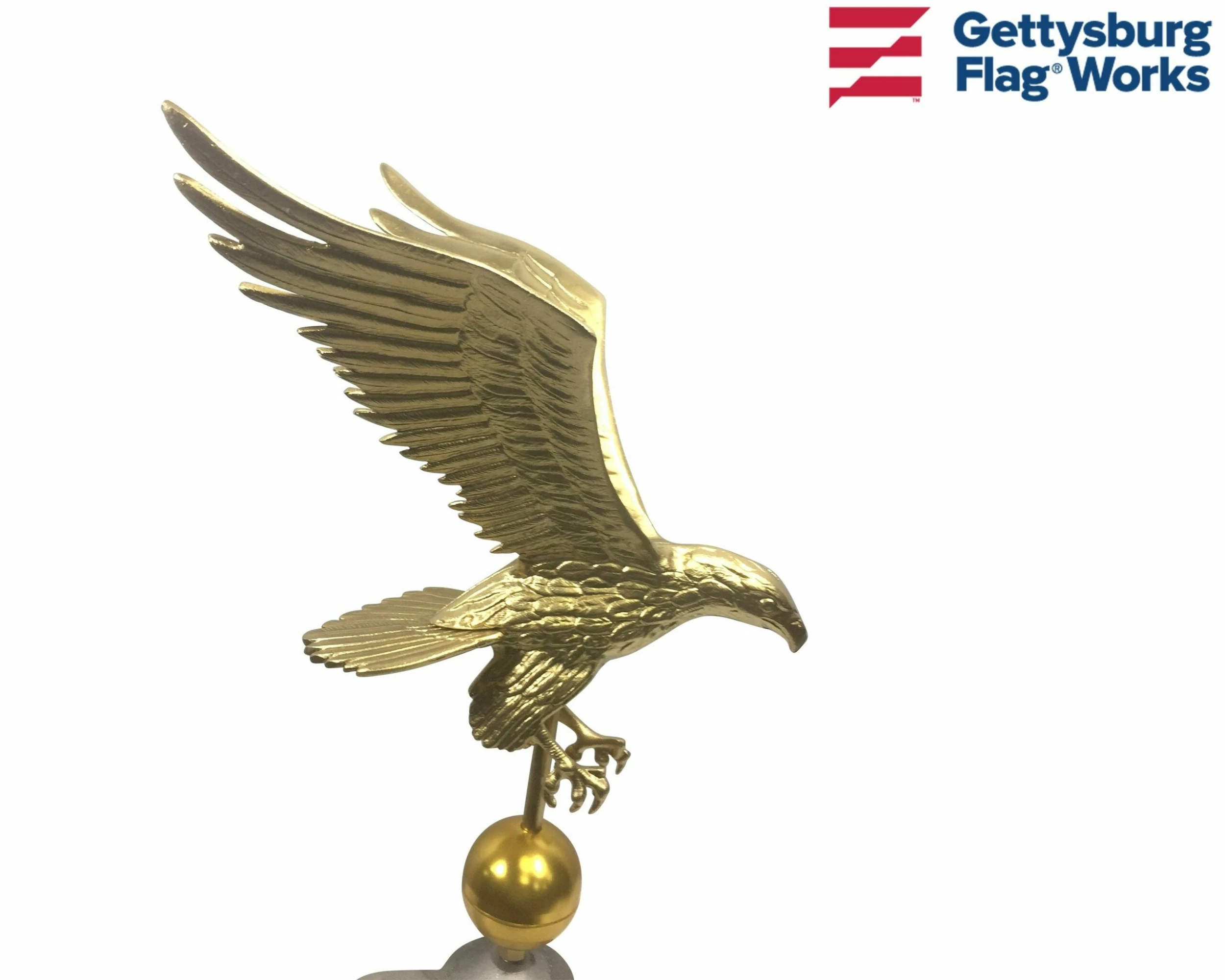 Flying Eagle On Ball Ornament Topper, Gold 7 Flying Eagle On Ball Ornament Topper, Gold - Image 7