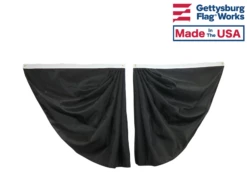 Mourning Pleated Half Fan Set, Black All-Weather Nylon Bunting