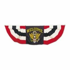 Oversized 3x9' Welcome Eagle Seal Pleated Bunting Decoration - Great Seal Design