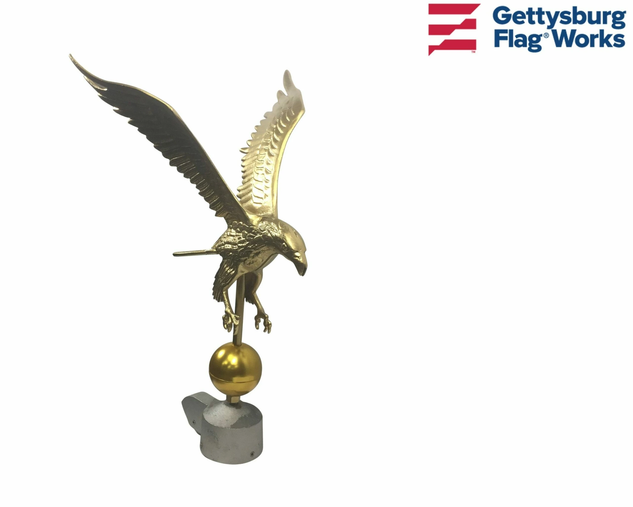Flying Eagle On Ball Ornament Topper, Gold 6 Flying Eagle On Ball Ornament Topper, Gold - Image 6