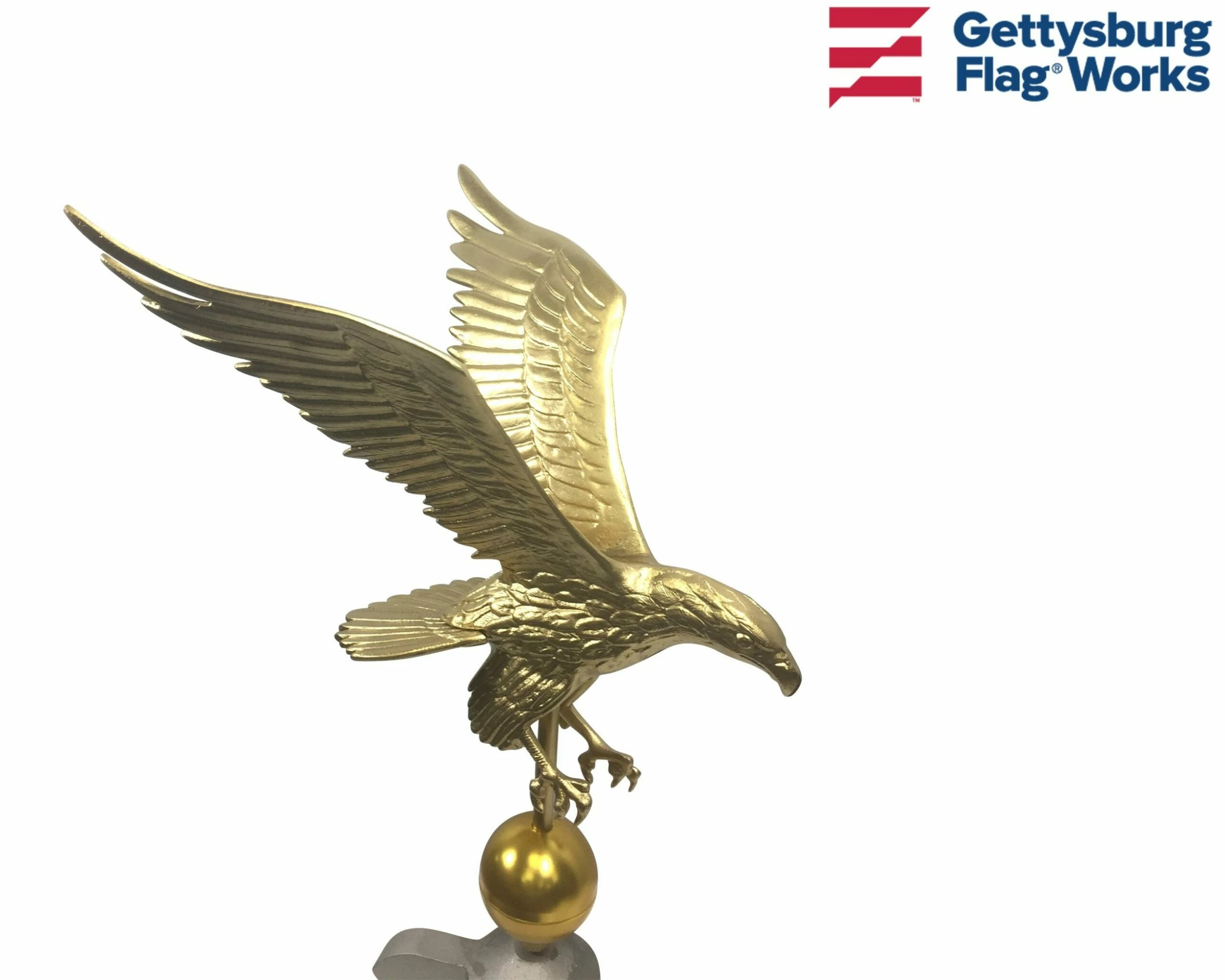 Flying Eagle On Ball Ornament Topper, Gold 1 Flying Eagle On Ball Ornament Topper, Gold