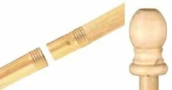 .75" Diameter Natural Wood 2 Piece Pole - 6' With Wood Ball Top