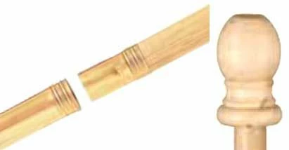 .75" Diameter Natural Wood 2 Piece Pole - 6' With Wood Ball Top 1 .75" Diameter Natural Wood 2 Piece Pole - 6' With Wood Ball Top