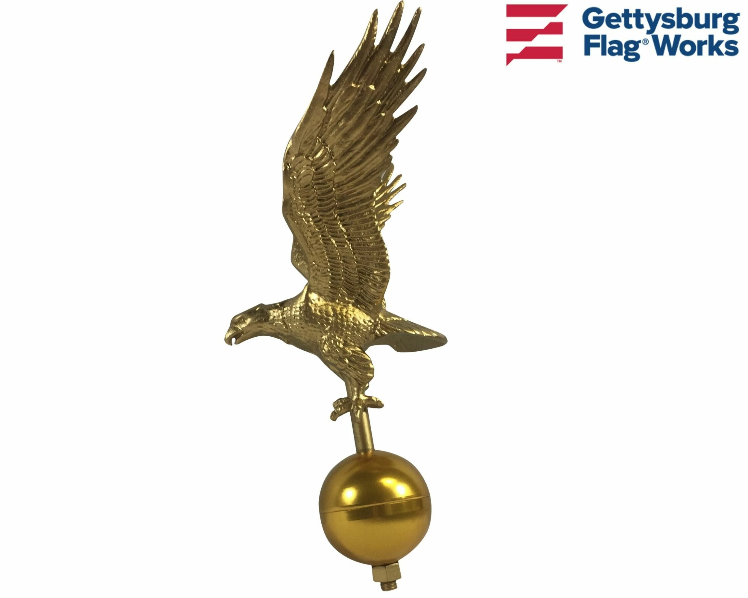 Flying Eagle On Ball Ornament Topper, Gold 8 Flying Eagle On Ball Ornament Topper, Gold - Image 8