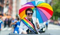 Rainbow Parade Sash -flag sale bille jean king in custom pride rainbow sash