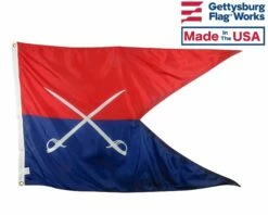 Cavalry Guidon Flag (Red/Blue Crossed Swords) - 3x5'