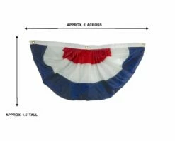 PATRIOTIC PLEATED FAN-RED CENTER (NYLON, 3 SEWN STRIPES) -flag sale dscn0195