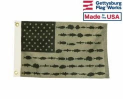 American Fisherman Boat Flag-Black & White-12x18"