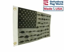 American Fisherman Boat Flag-Black & White-12x18" -flag sale dscn9898