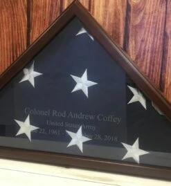 Engraved Memorial Flag Case - "Veteran Engraved" -flag sale engraved memorial case coffey with flag