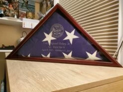 Engraved Memorial Flag Case - "Veteran Engraved" -flag sale engraved veterans memorial flag case