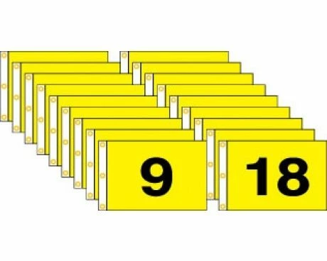 Golf Flag Set 1-18 (Black On Yellow) - 14x20" 1 Golf Flag Set 1-18 (Black On Yellow) - 14x20"