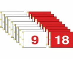 Golf Flag Set 1-18 (Red & White) - 14x20"