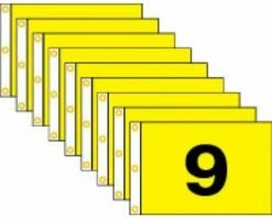 Golf Flag Set 1-9, (Black On Yellow) - 14x20"