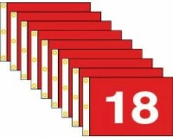 Golf Flag Set 10-18 (White On Red) - 14x20"