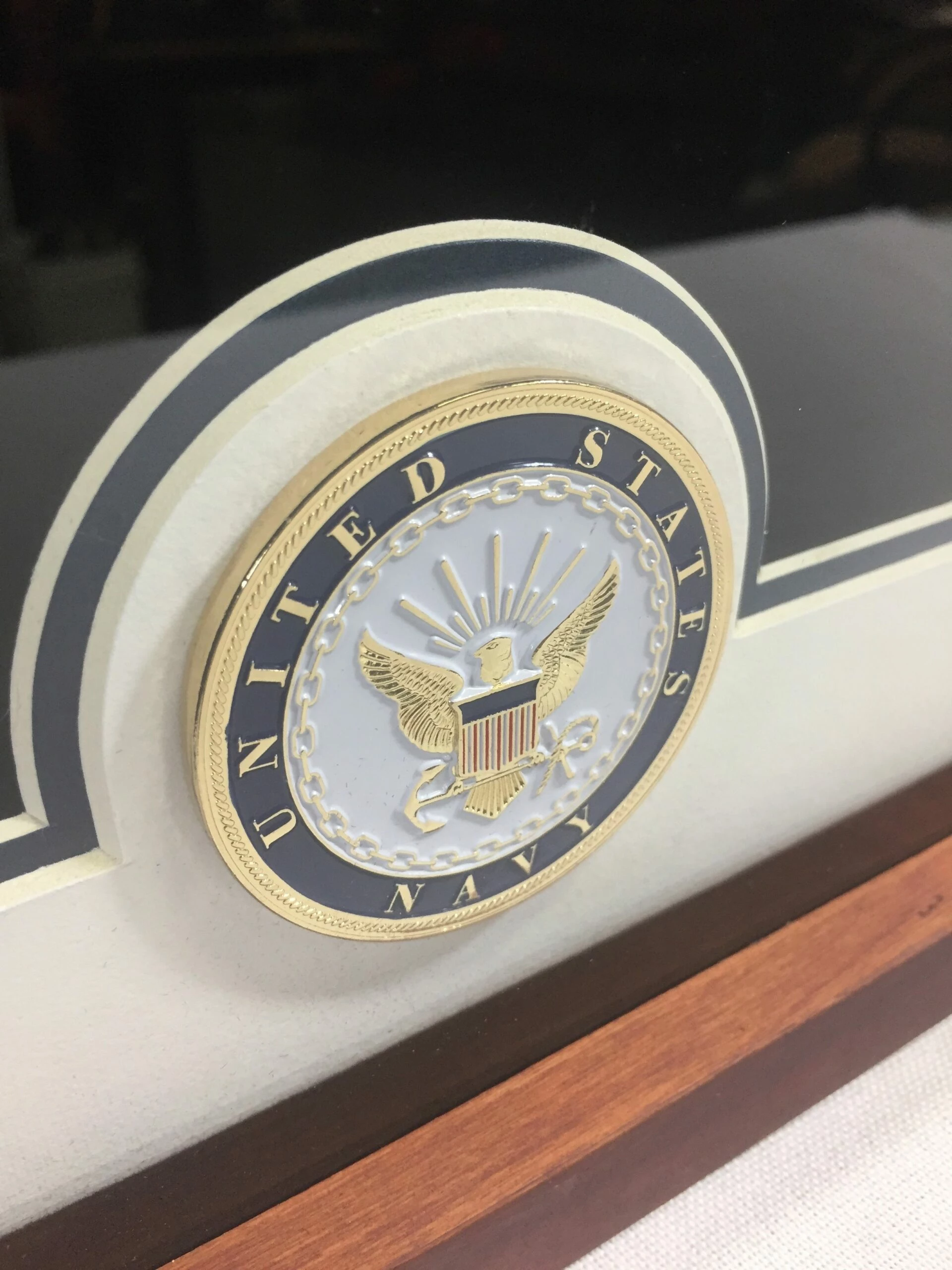 U.S. Flag Display Case With U.S. Navy Medallion 1 U.S. Flag Display Case With U.S. Navy Medallion