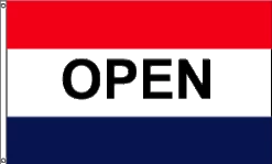 OPEN Flag, Red, White & Blue (Horizontal)