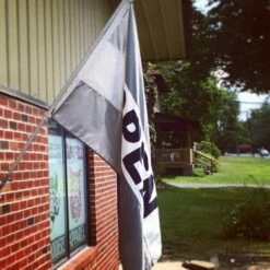 Custom OPEN Flag With Custom Stripes -flag sale open flag custom in front of store