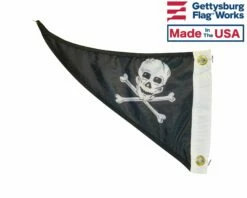 Jolly Roger Pirate Triangle Boat Pennant 10x15" -flag sale pirate2