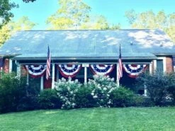 Patriotic Pleated Fan (Stars & Stripes) -flag sale pleated fans and pull downs on front of house