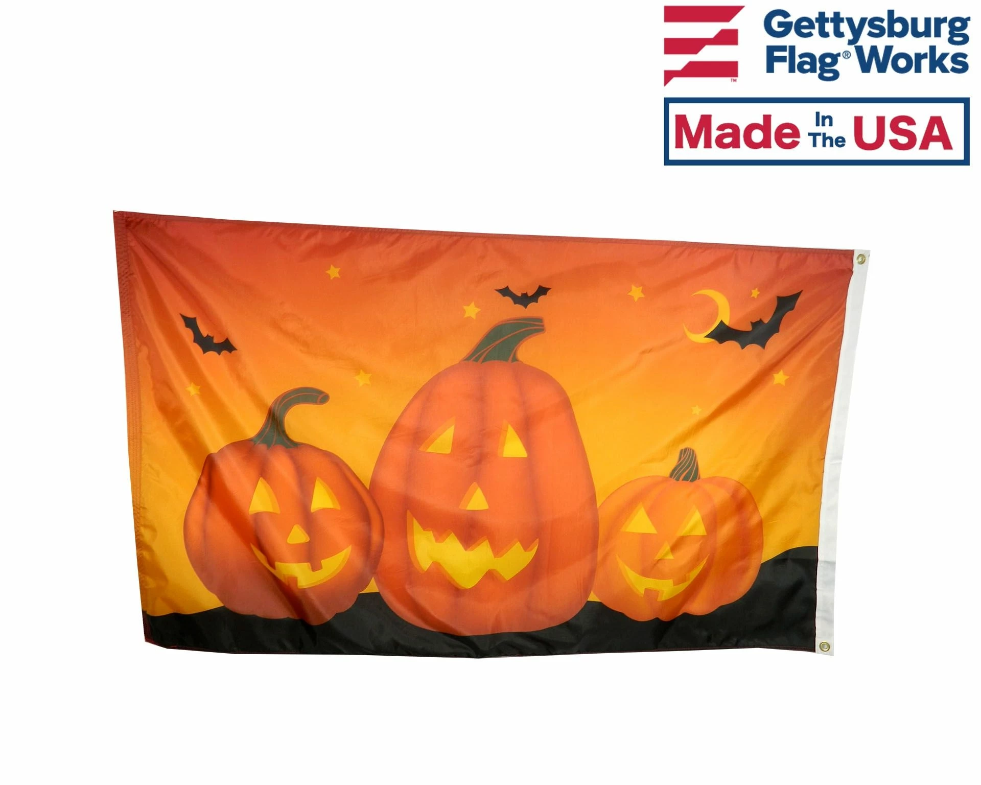 Pumpkin Trio Flag - 3x5' 2 Pumpkin Trio Flag - 3x5' - Image 2