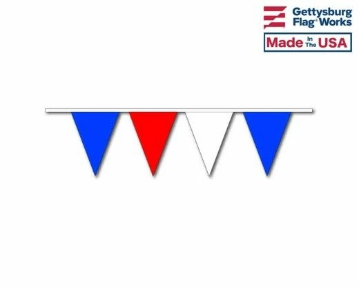 Patriotic Red/White/Blue Triangle Pennant Strings - 12x18" Pennant Size 1 Patriotic Red/White/Blue Triangle Pennant Strings - 12x18" Pennant Size