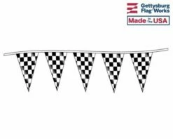Black & White Checkered Triangle Pennant Strings