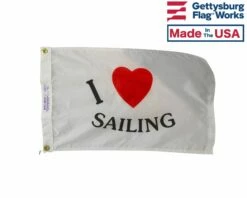 I Love Sailing Boat Flag