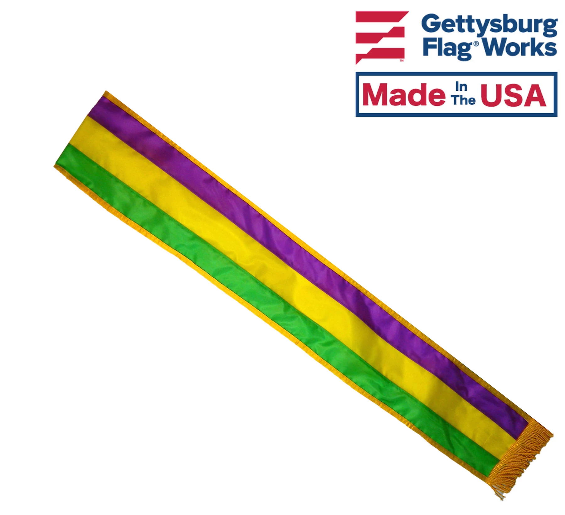 Mardi Gras Tri-Color Parade Sash, 6' 1 Mardi Gras Tri-Color Parade Sash, 6'